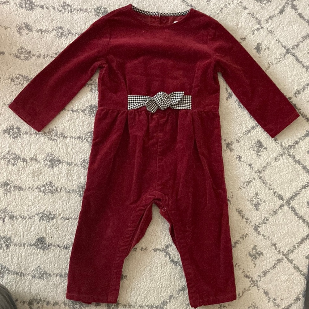 Zara baby 18-24m coverall. Maroon with black and white bow